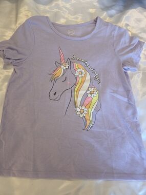 wonder nation Lavender Unicorn Tee with Rainbow Mane